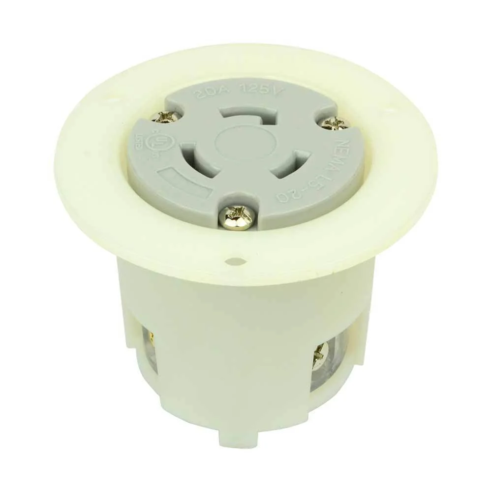 Artisan Twist Lock Flush Mount Flange Receptacle 3 Wire 20 Amps 125V NEMA L5-20R Optimized