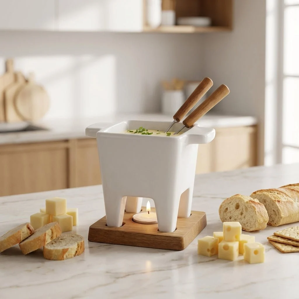 Fine Cheese Fondue Pot Ceramic Prestigious