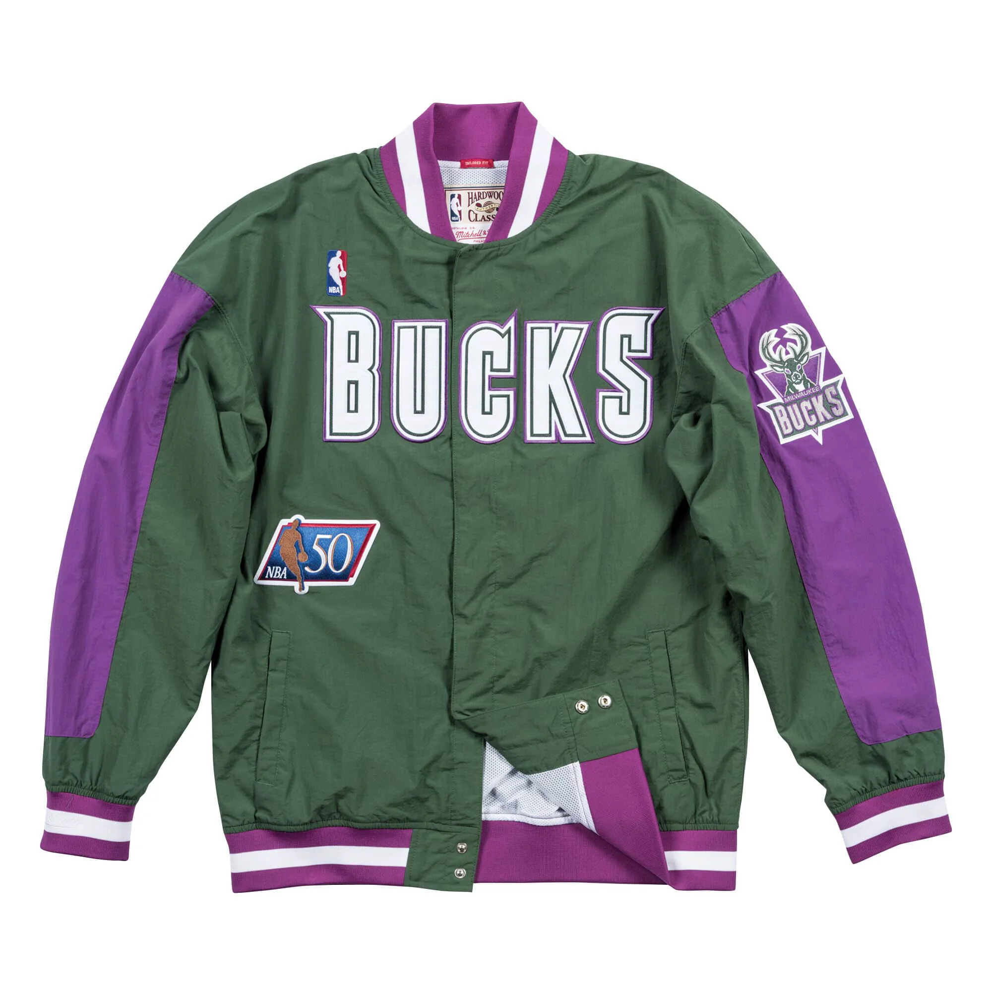 Trendy Mitchell Ness Men's NBA Warm Up Jacket - Milwaukee Bucks 96-97 Elegant