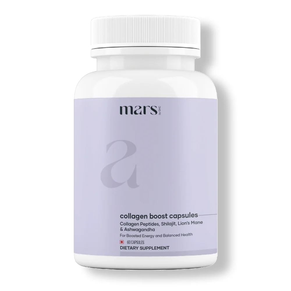 Smart Mars Collagen Boost Capsules Powered with Tri-Peps Shilajit Ashwagandha Lion's Mane – Skin Joint and Brain Health Support 60N Enhanced