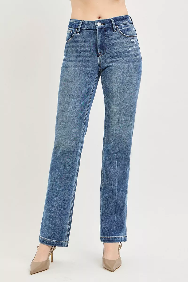 Verified RISEN Tummy Control 4way Stretch Mid Rise Straight Crease Line Stylish