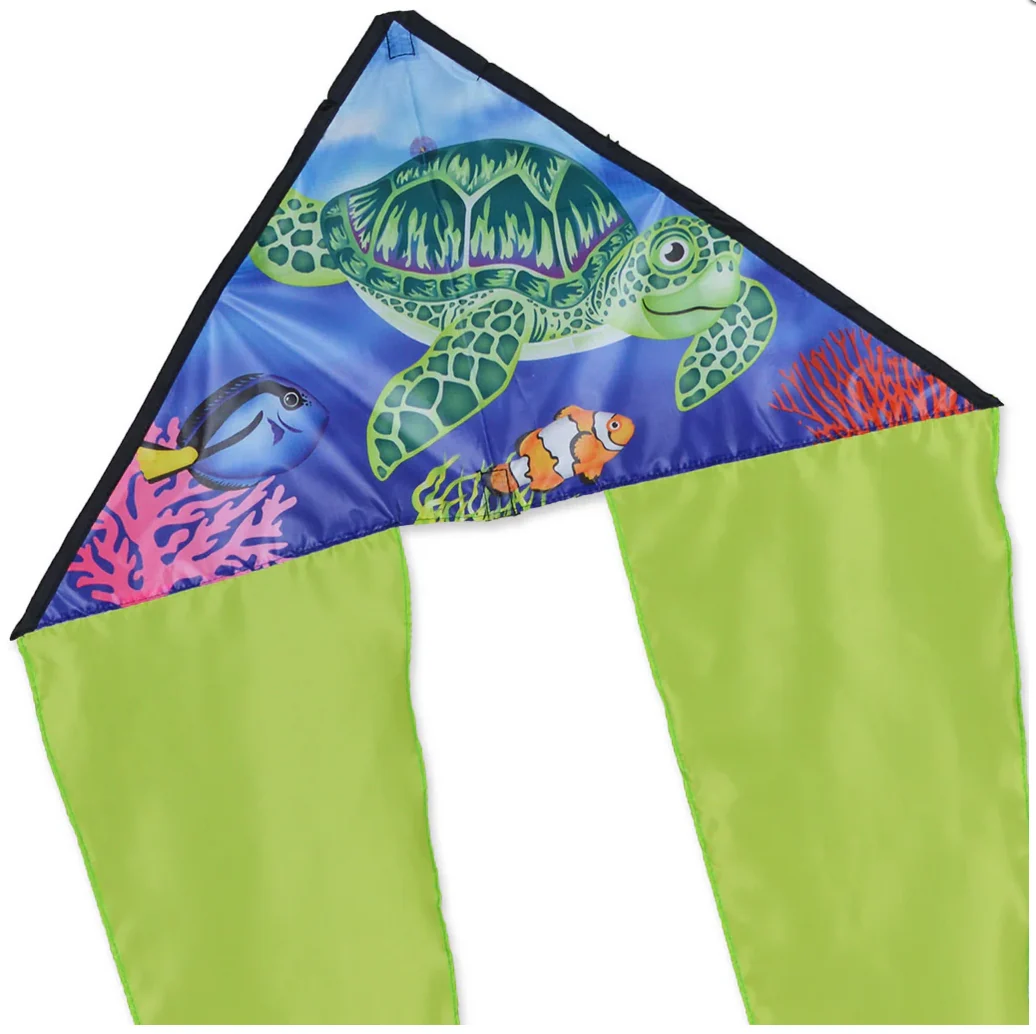Solid Zippy Flo-Tail Delta Kite Sea Turtle Enhanced