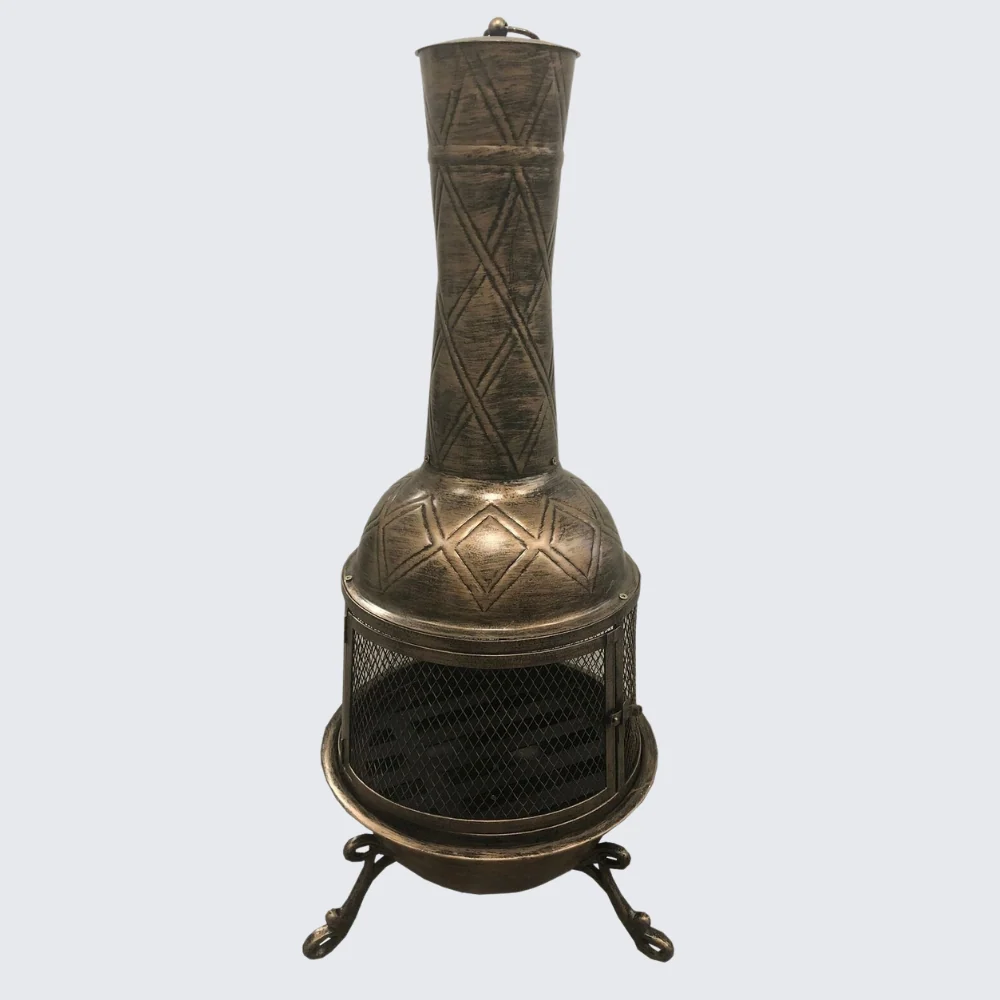 User-Friendly Steel And Cast Iron Antique Wood Burning Golden Chimenea Fireplace Superior