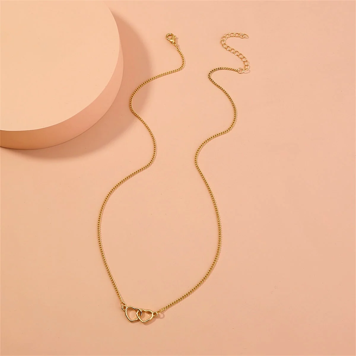 Verified Goldtone Interlocked Heart Pendant Necklace Carefully Designed