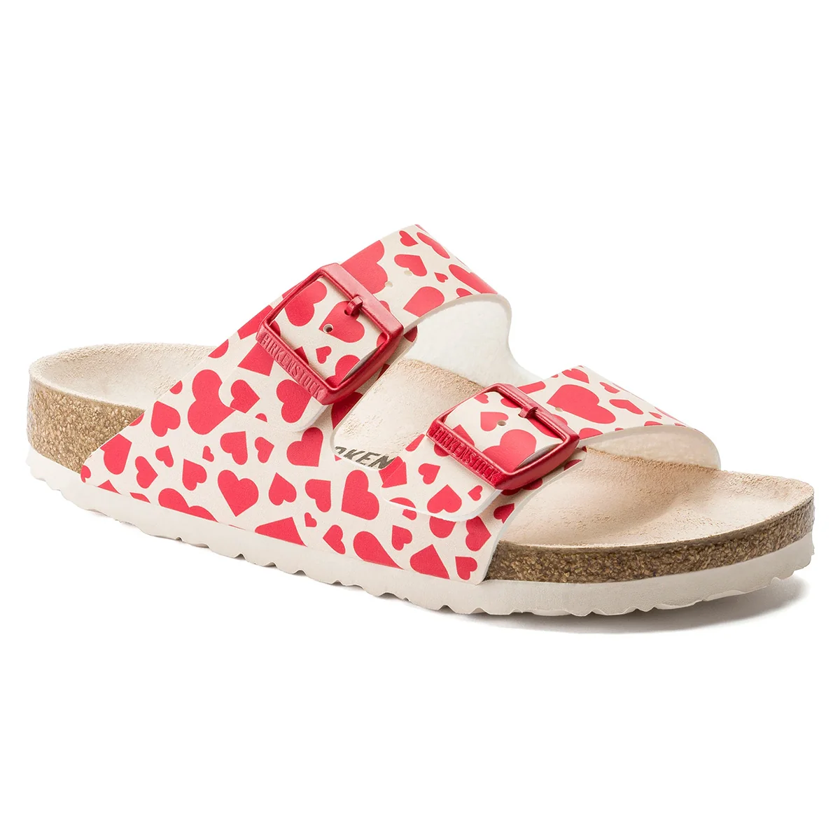 Pure Birkenstock Arizona Birko-Flor Sandals Hearts Red 35 Medium Narrow Soft