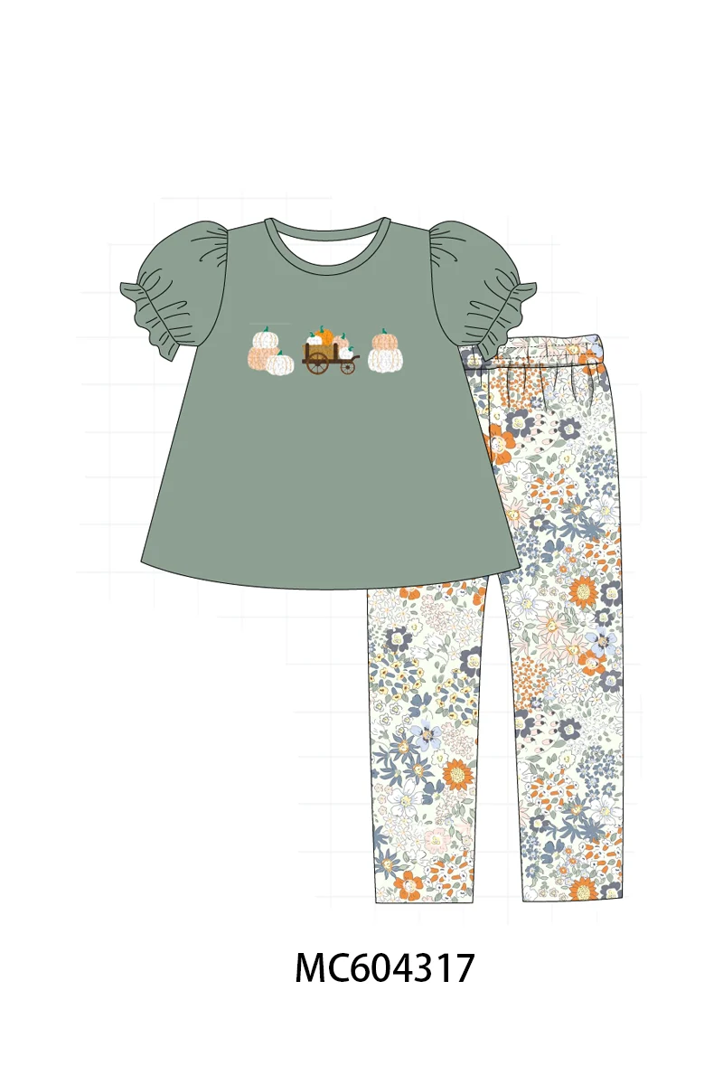 Advanced Green Pumpkin French Knot Pants Set Expertly Made