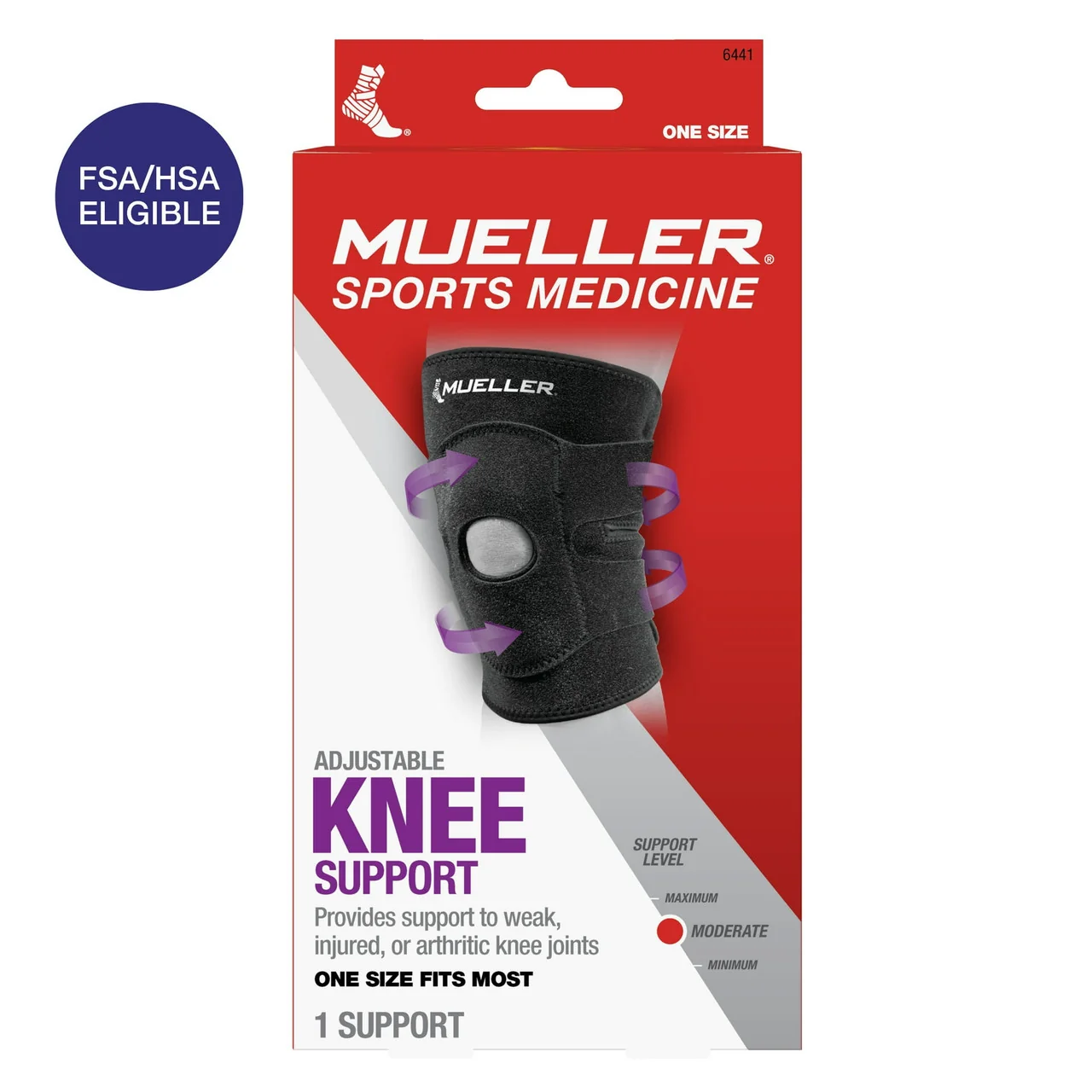 Organic Mueller Adjustable Knee Support Moderate Support Level Adjustable One size Fits Left or Right 1 Ea Eco-Friendly
