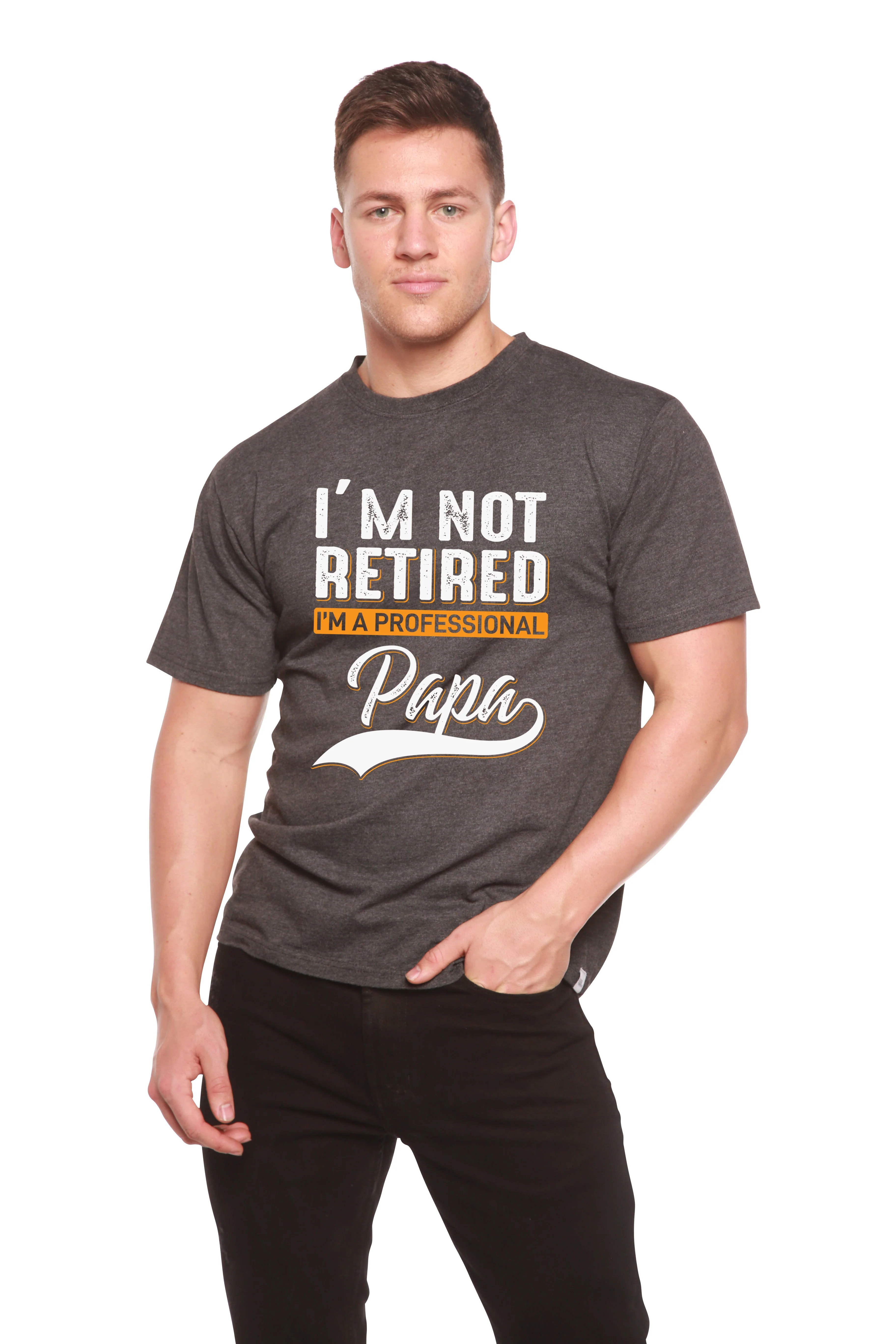 World-Class I'm not Retired Men's Bamboo Viscose Organic Cotton Short Sleeve Graphic T-Shirt Traditional