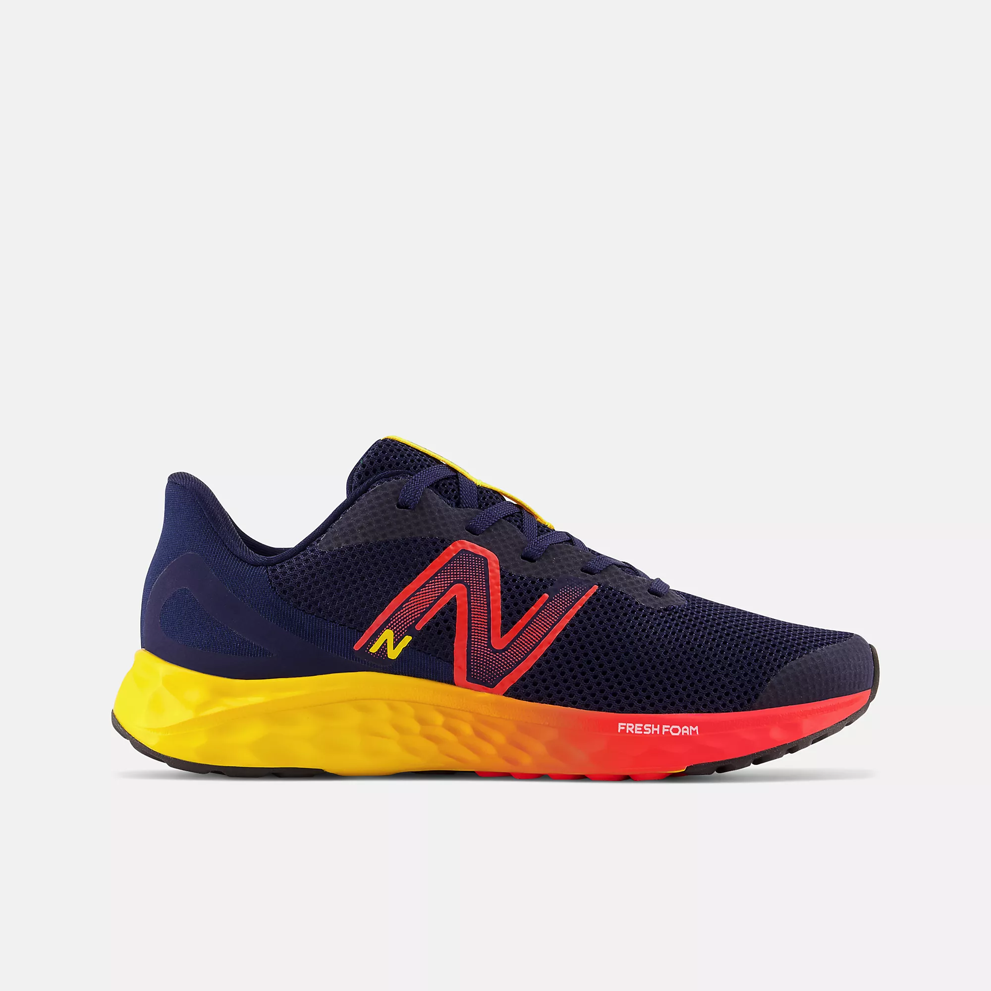 Stylish New Balance Grade School Fresh Foam Arishi V4 Navy Red Egg Yolk Flexible