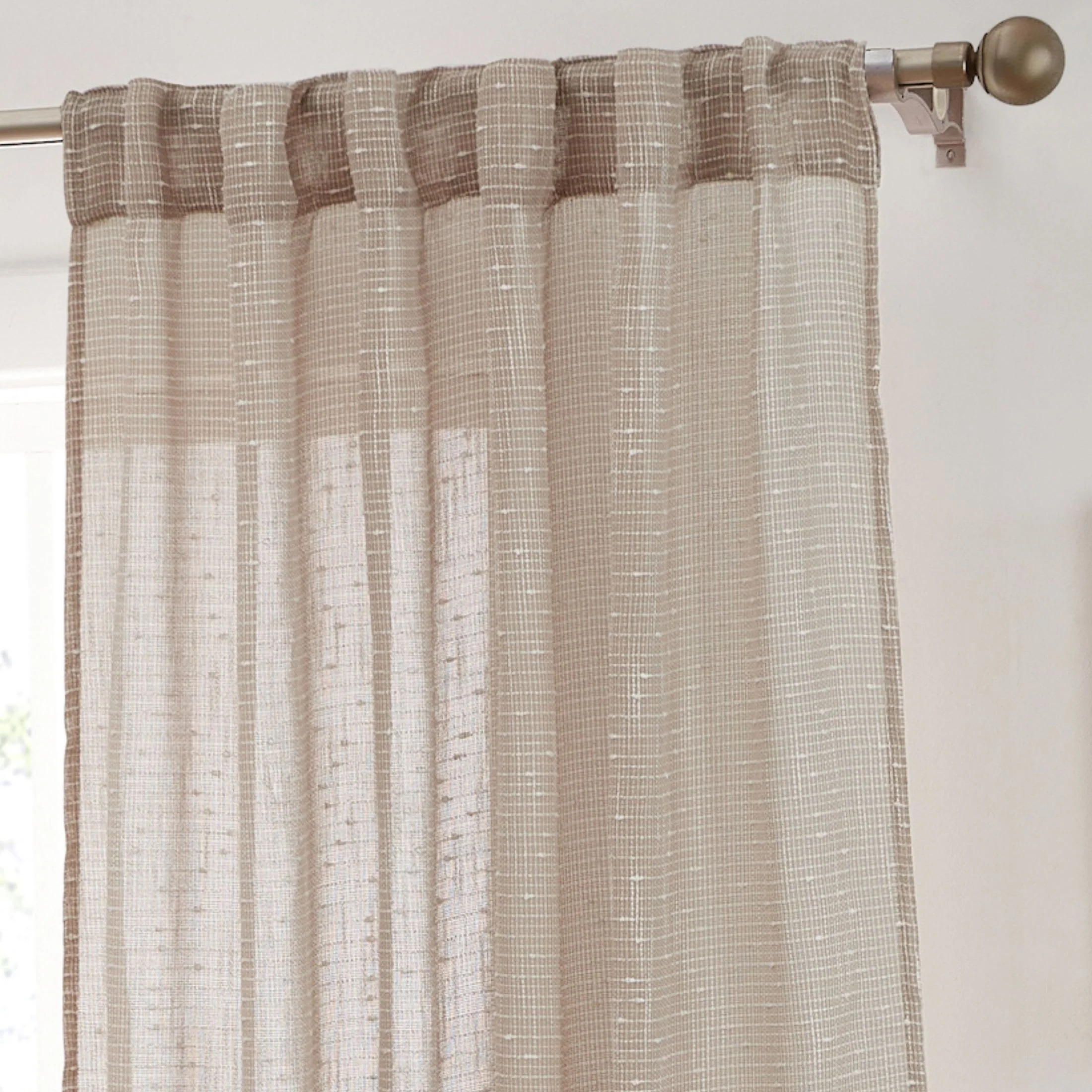 Relaxed Thd Charlotte Faux Linen Semi-Sheer Light Filtering Back Tab Rod Pocket Lightweight Curtains 2 Panels Casual