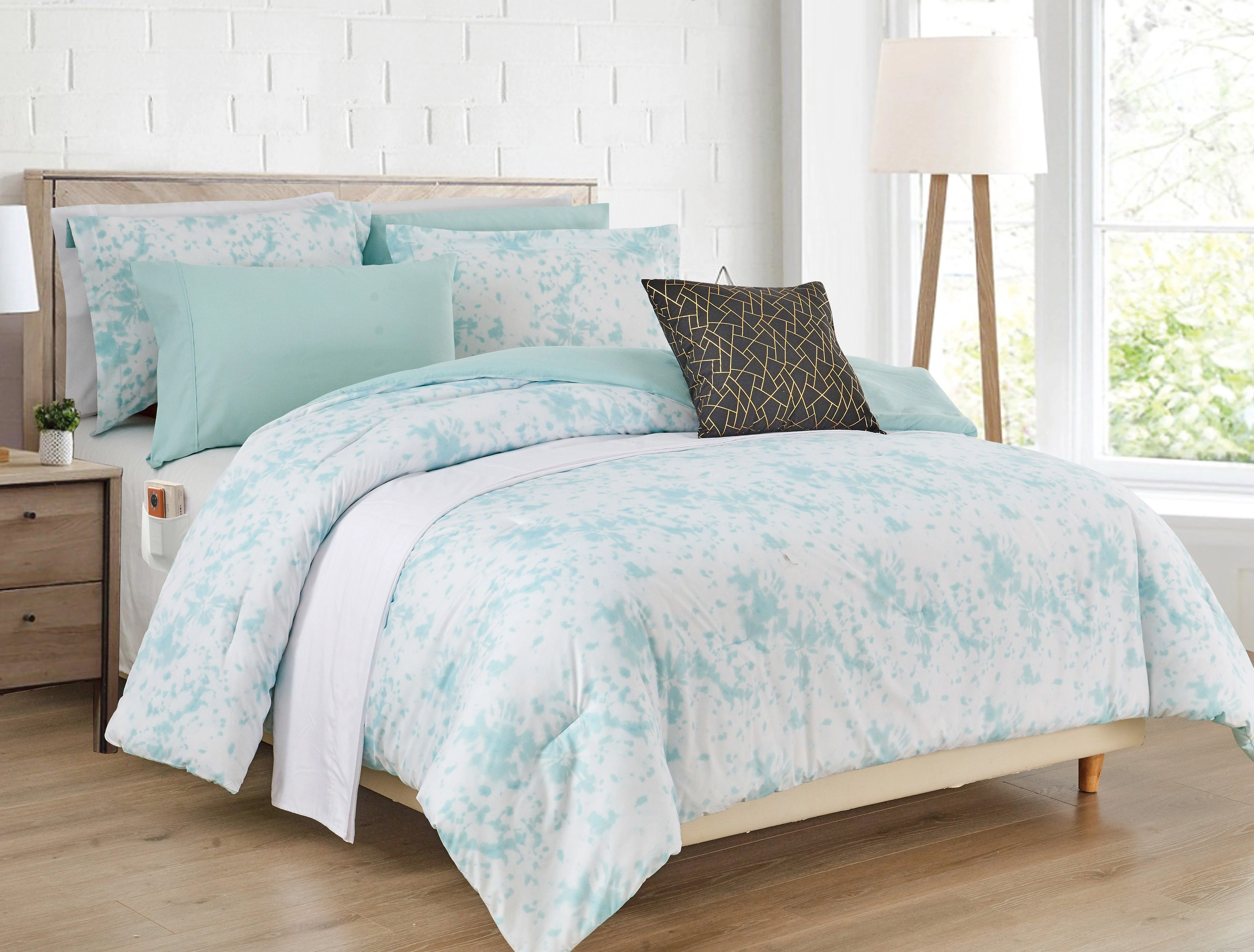 Excellent Elegant Comfort 10-Piece Tie-Dye Comforter Set Includes 6-Piece Sheet Set with Double Sided Storage Pockets Specialty