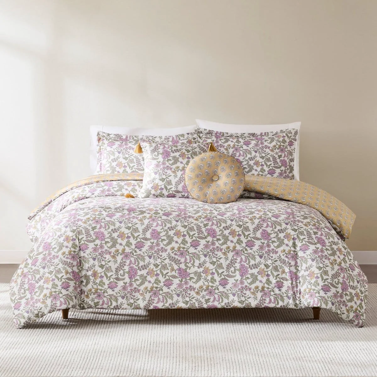 Verified Lillian Block Print Reversible Comforter Set 5Pc Easy-to-Use
