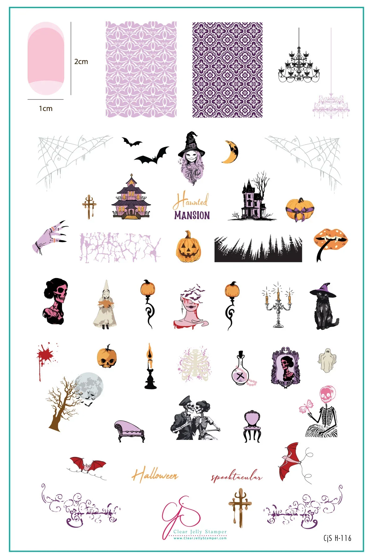 Detailed Spooktacular CjSH-116 - Clear Jelly Stamping Plate Elite