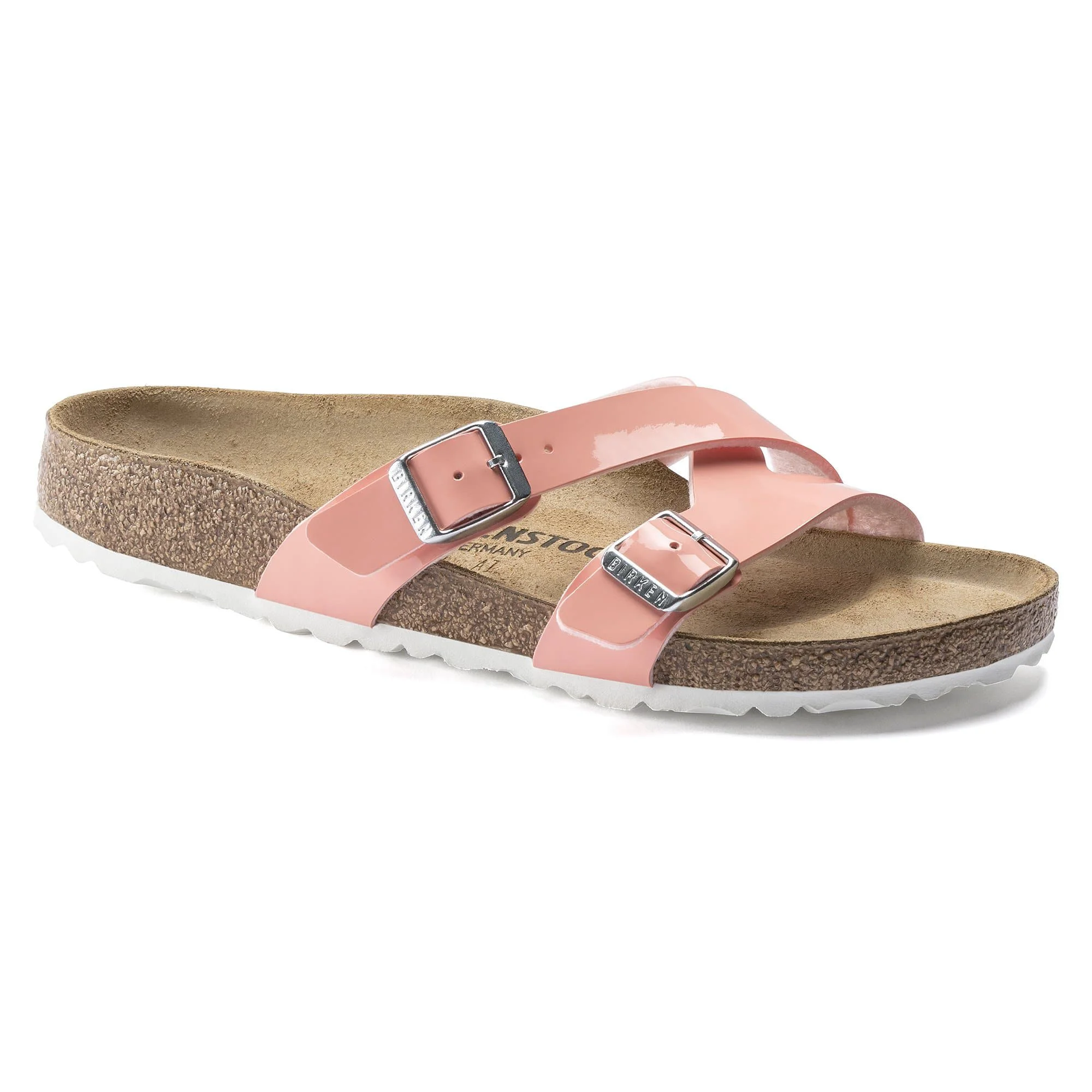 Luxury Birkenstock Women's Yao Balance Birko-Flor Patent Coral Peach Sandals Reusable