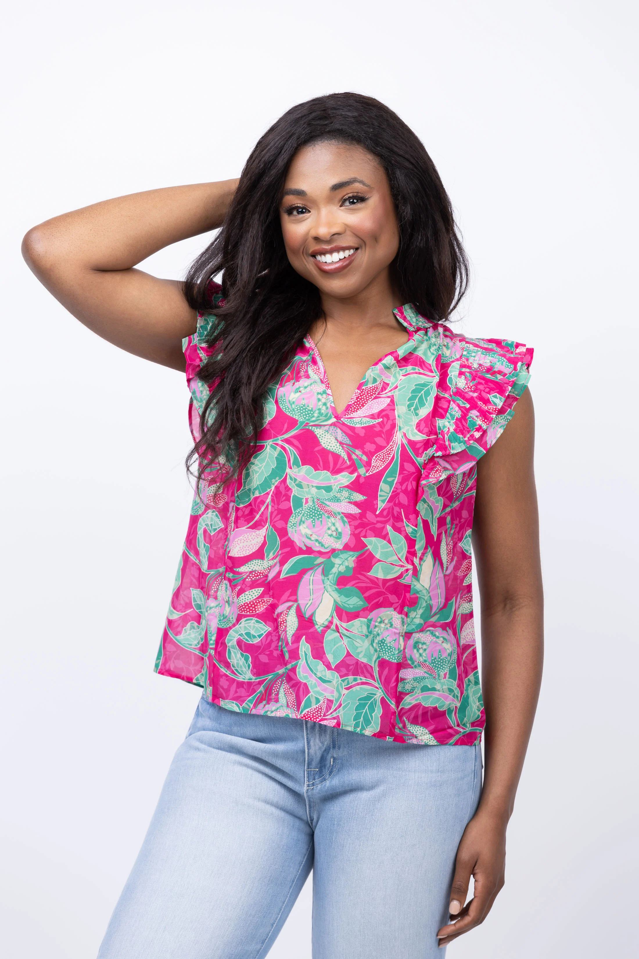 Carefully Designed Caballero Collection Isabel Raspberry Floral Top Innovative