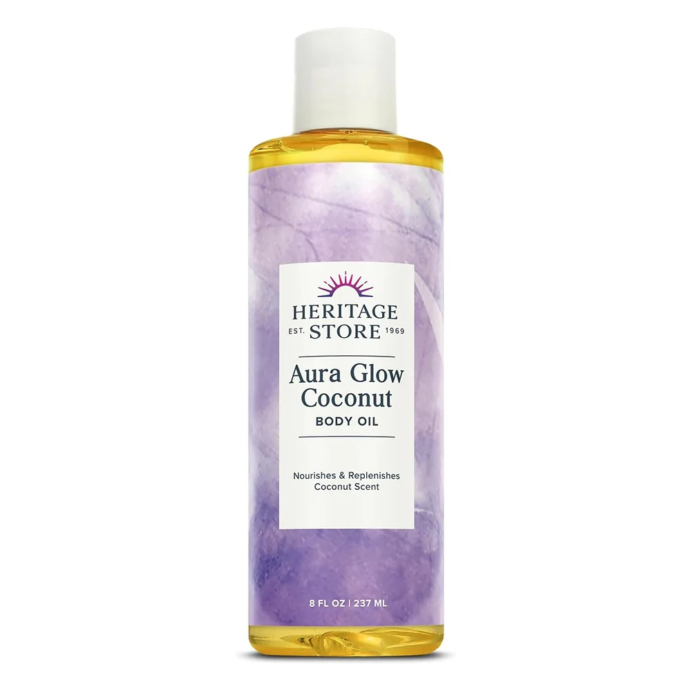 Superior Heritage Products Aura Glow Massage Oil Coconut Body Oil 8Oz Safe