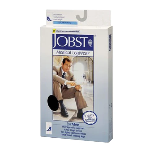 Fine Jobst Medical Legwear For Mens Socks Knee High 15-20 Mmhg Compression Black Color Size Medium - 1 Box Luxury