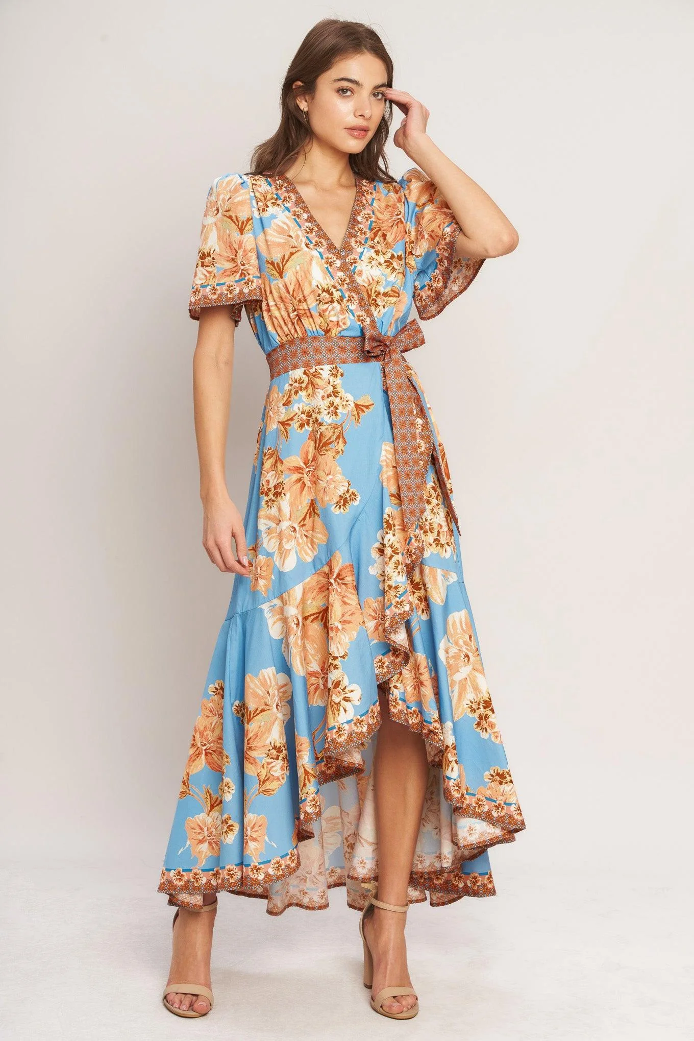 Verified Havana Heat Woven Hi-lo Midi Dress High-Grade