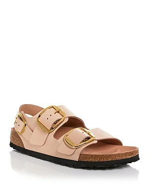 Elite Birkenstock Milano Big Buckle Natural Leather Patent Sandals Narrow Healthy