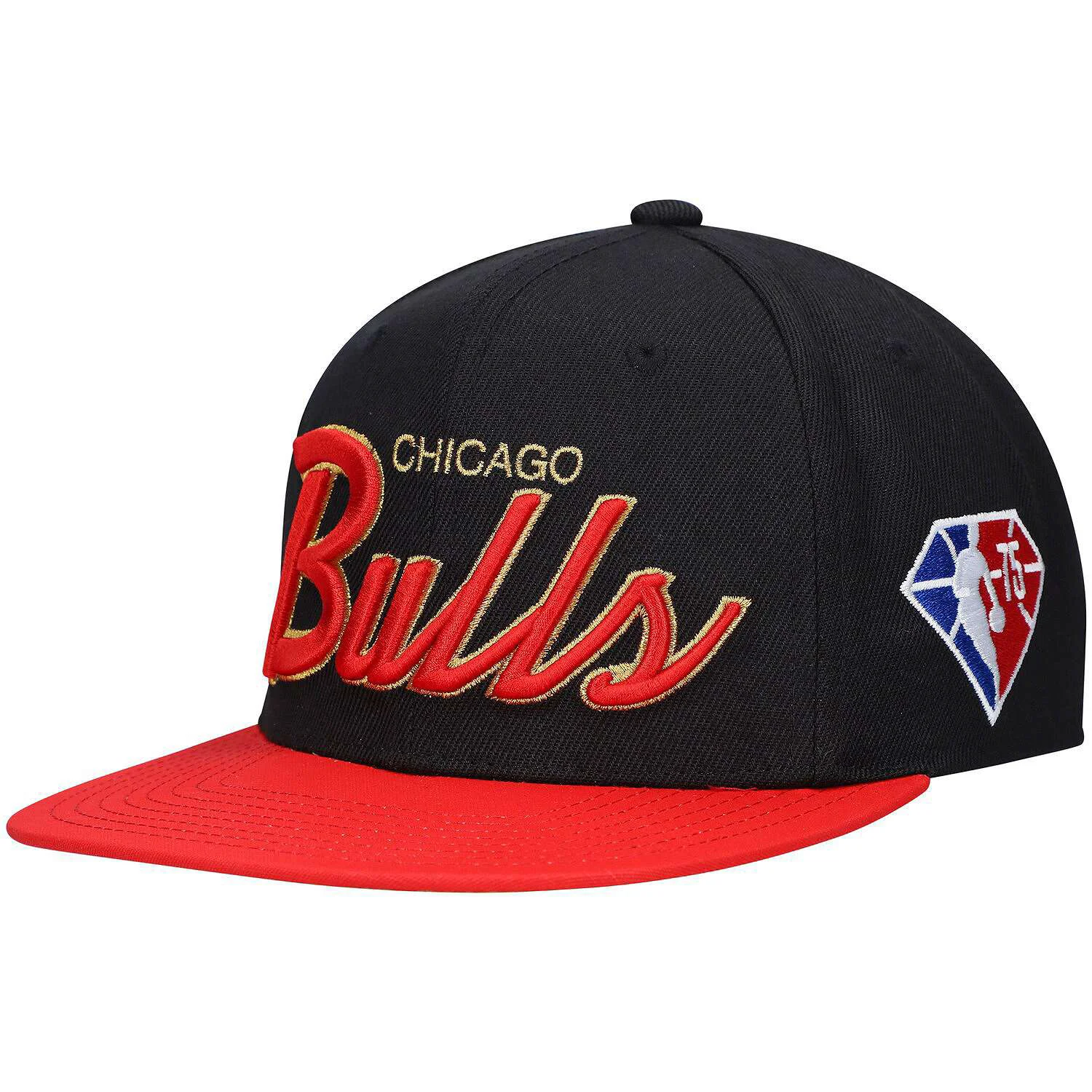 Advanced Mitchell Ness Men's NBA 75Th Gold Snapback Bulls Snapback Caps Specialty
