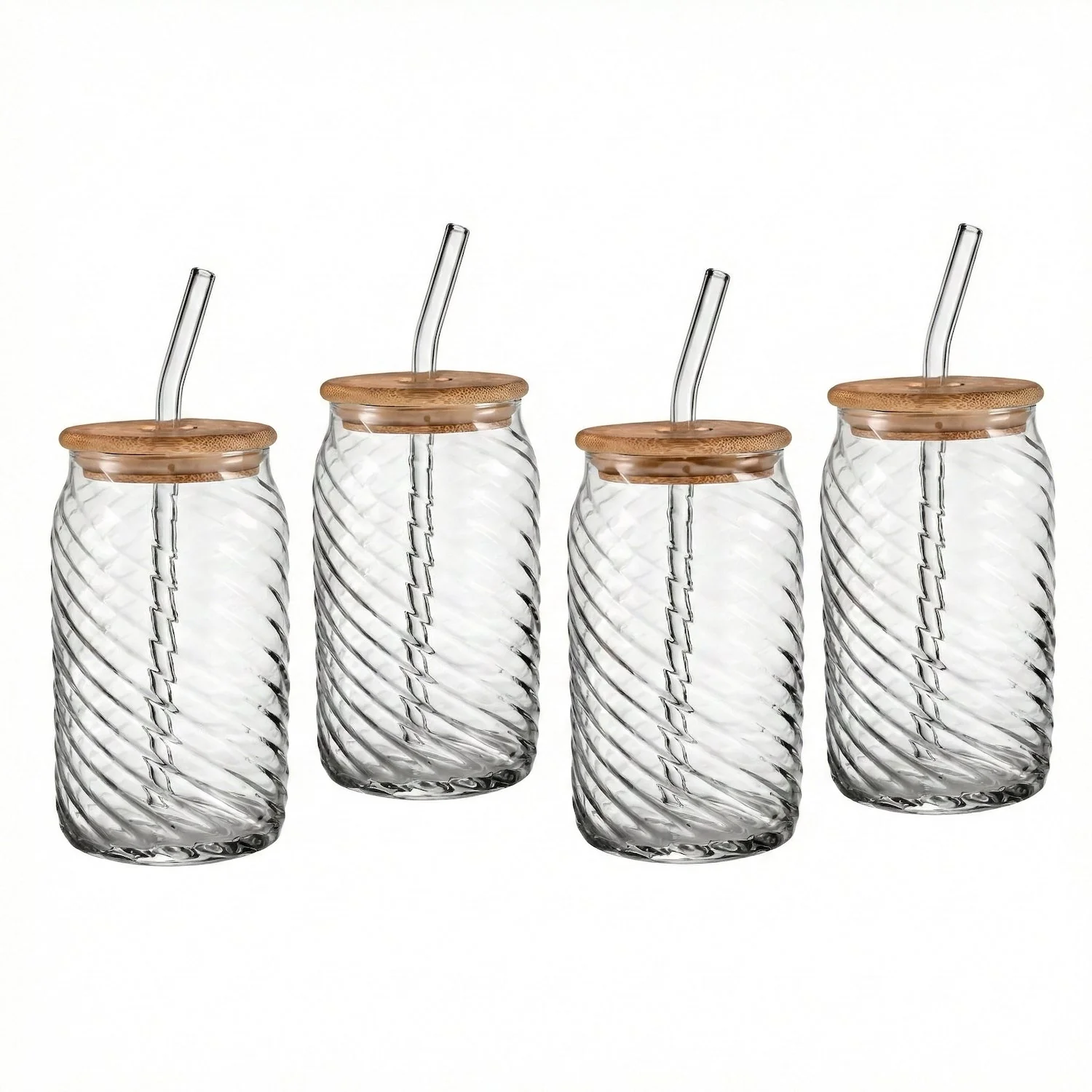 Effective Jay Companies Belmar Set Of 4 Glass Sippers - 18Oz. With Bamboo Lid Carefully Designed