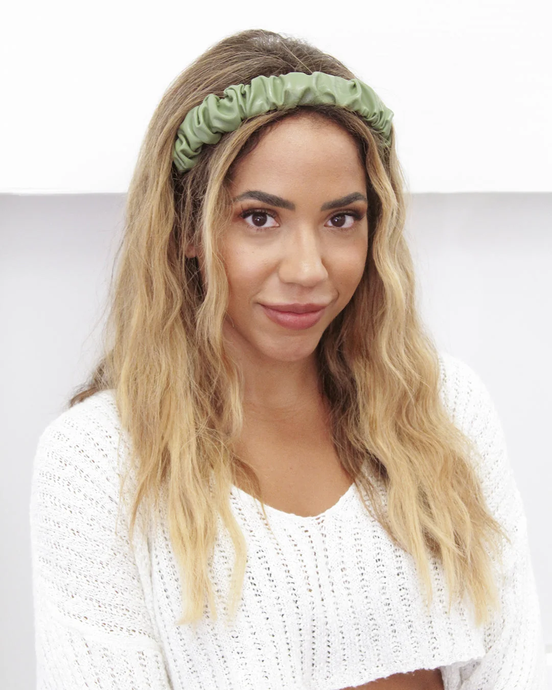 Certified Faux Leather Scrunchie Headband Premium Material