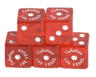Genuine 100 Pack of Fabulous Las Vegas Clear Red Dice for Craps Crafted
