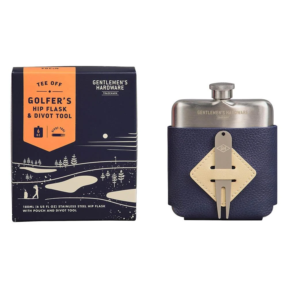 Original Golfer's Hip Flask Divot Tool Set Minimalist