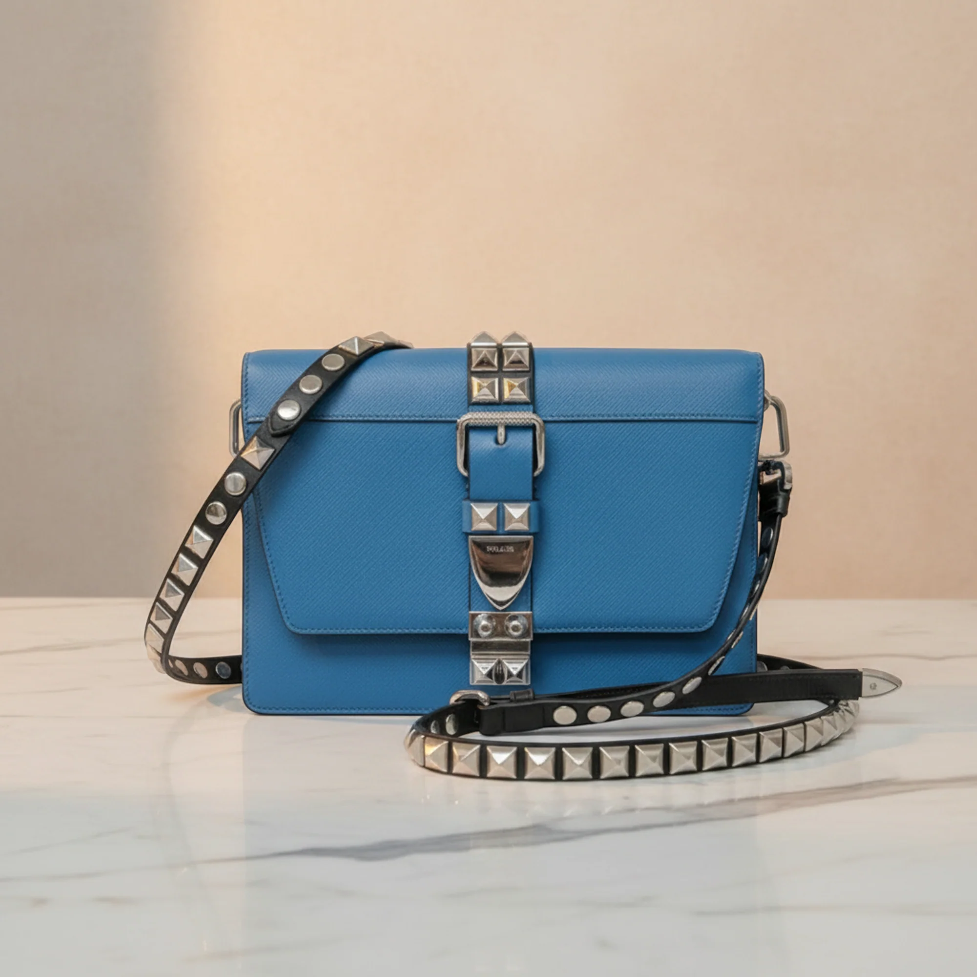 Smooth Prada Electra Studs · Leather Shoulder Bag Flexible