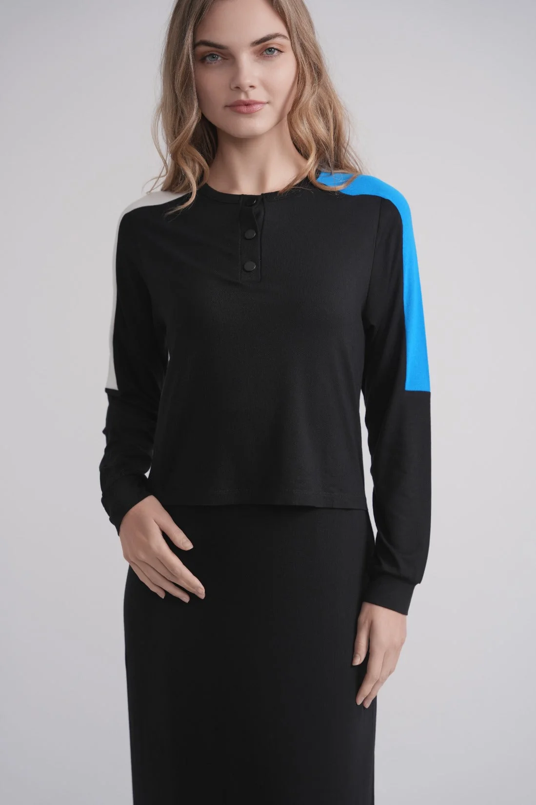Solid Colorblock Shoulder Nursing Nightgown High-Quality