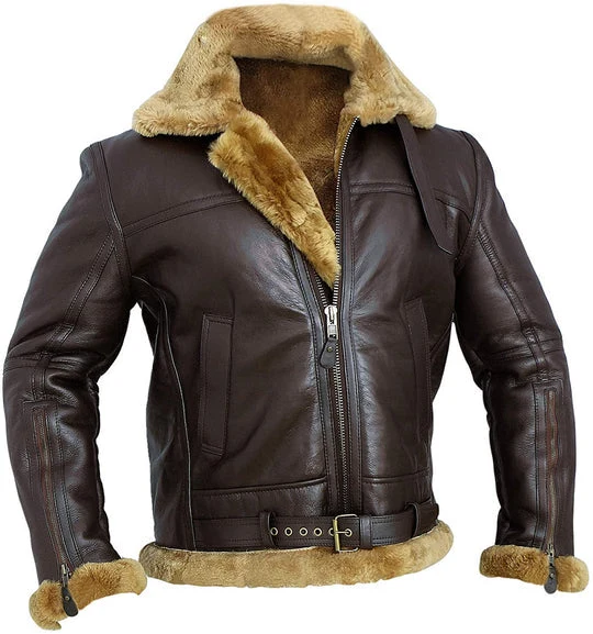Enhanced RAF Bomber Ginger Aviator British Sheepskin Shearling Leather Jacket Healthy