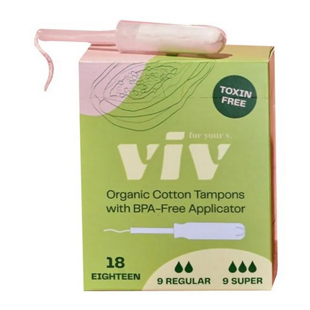 Recyclable Viv for Your V Organic Cotton Regular Super Tampons with BPA Applicator 18Ea Specialty