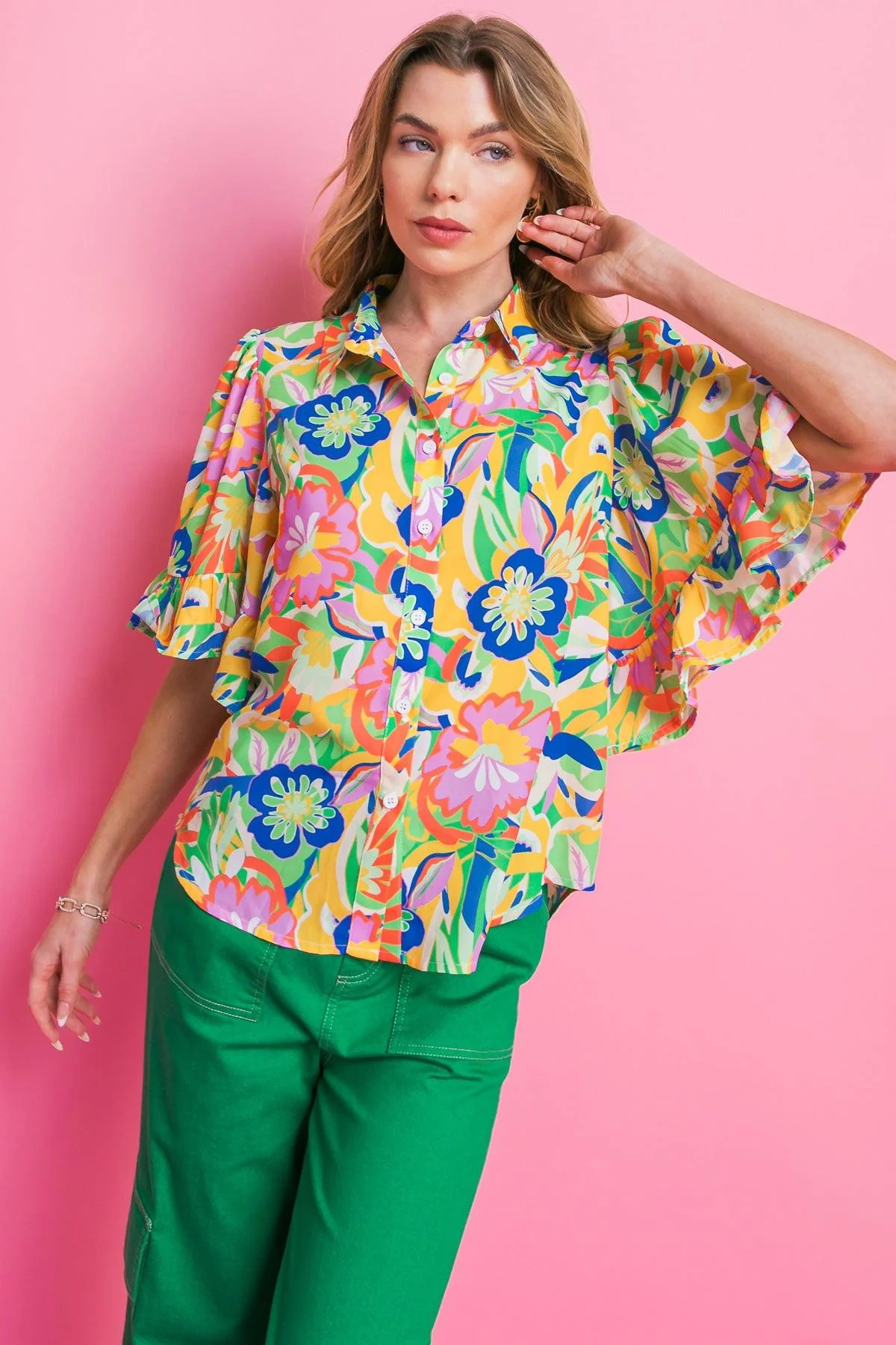 Trendy Ready to Get Away Woven TopCURVE SIZE Stylish