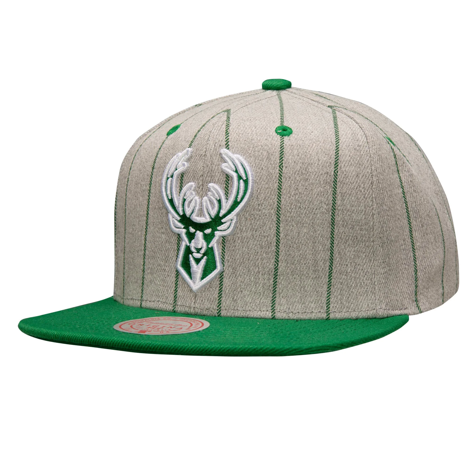 Artisan Mitchell Ness Men's NBA Gray Pin Pop Snapback Bucks Snapback Caps Genuine
