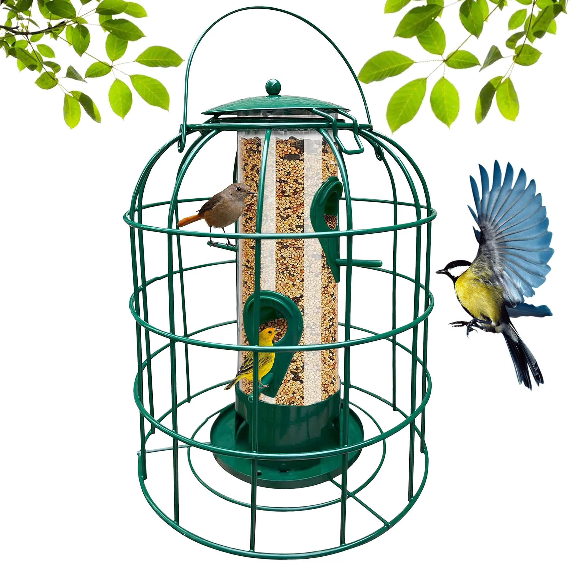 Smooth Garden Guru Squirrel Proof Outdoor Caged Tube Bird Feeder Premium