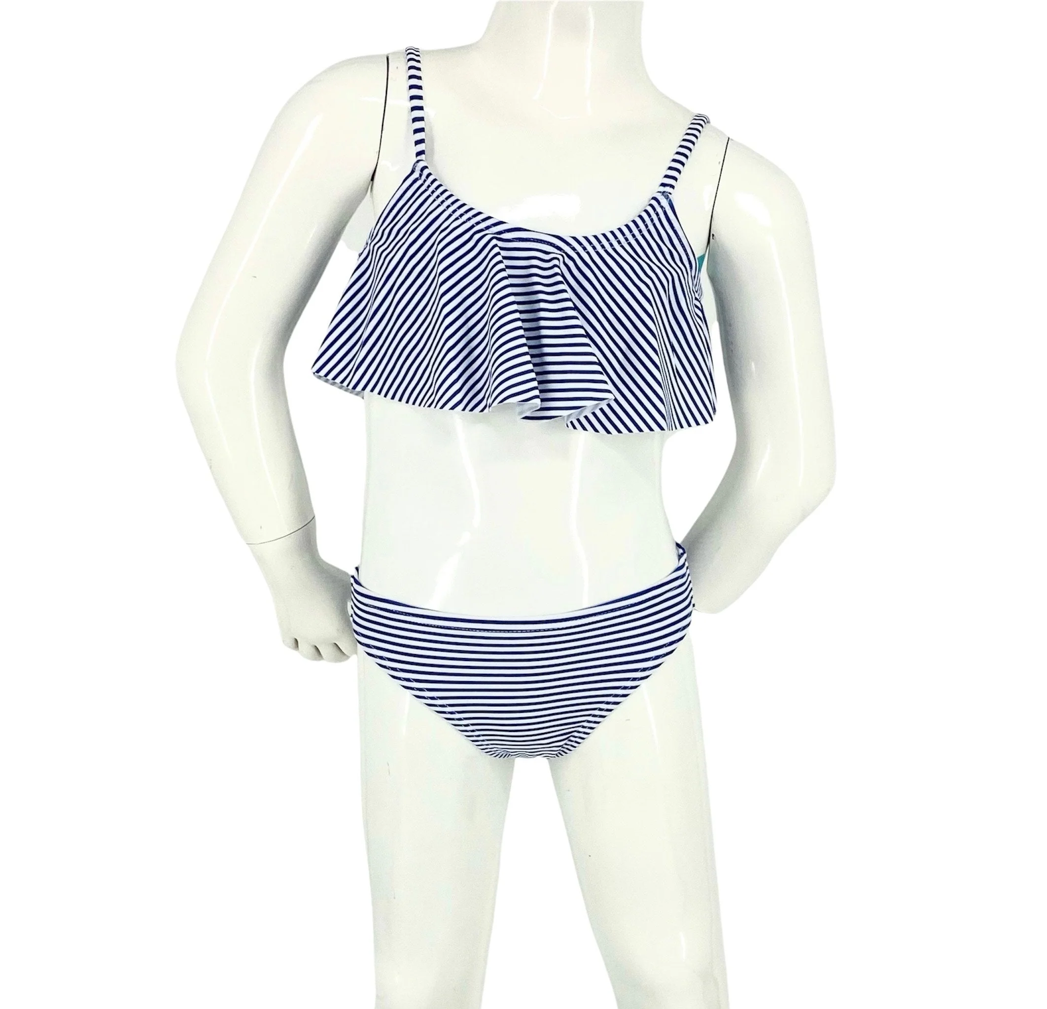 Traditional Marina West K4709 Kids Bikini Set Thin Stripe Blue Prestigious