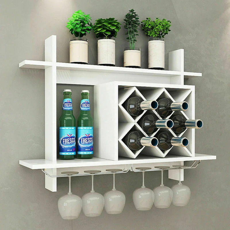 Powerful Premium Wooden Wall Mounted Wine Glass Holder Shelf Rack Environmentally Friendly