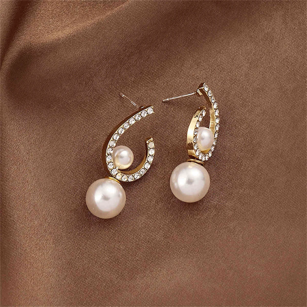 Authentic Cubic Zirconia Pearl Goldtone Drop Earrings Selected