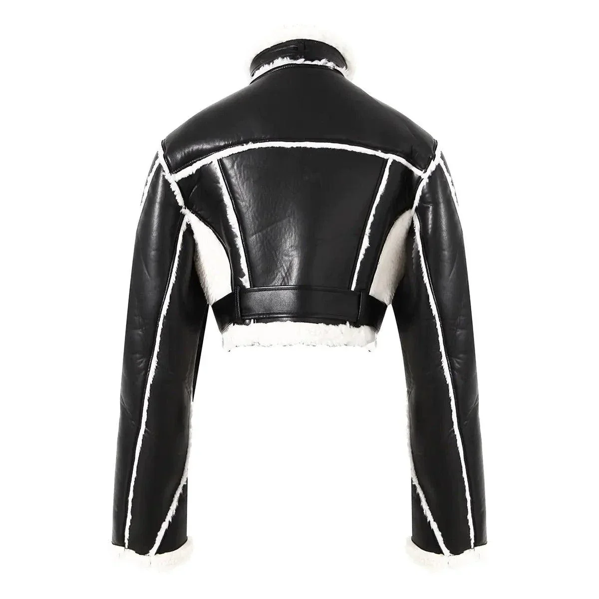 Elegant Faux Leather Cropped Jacket Flexible