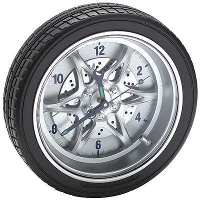 Casual Car Wheel Wall Mounted Shop Clock Durable