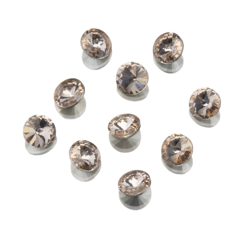 World-Class Crystal Rhinestones - Champagne Round Pointed Back 8mm Breathable