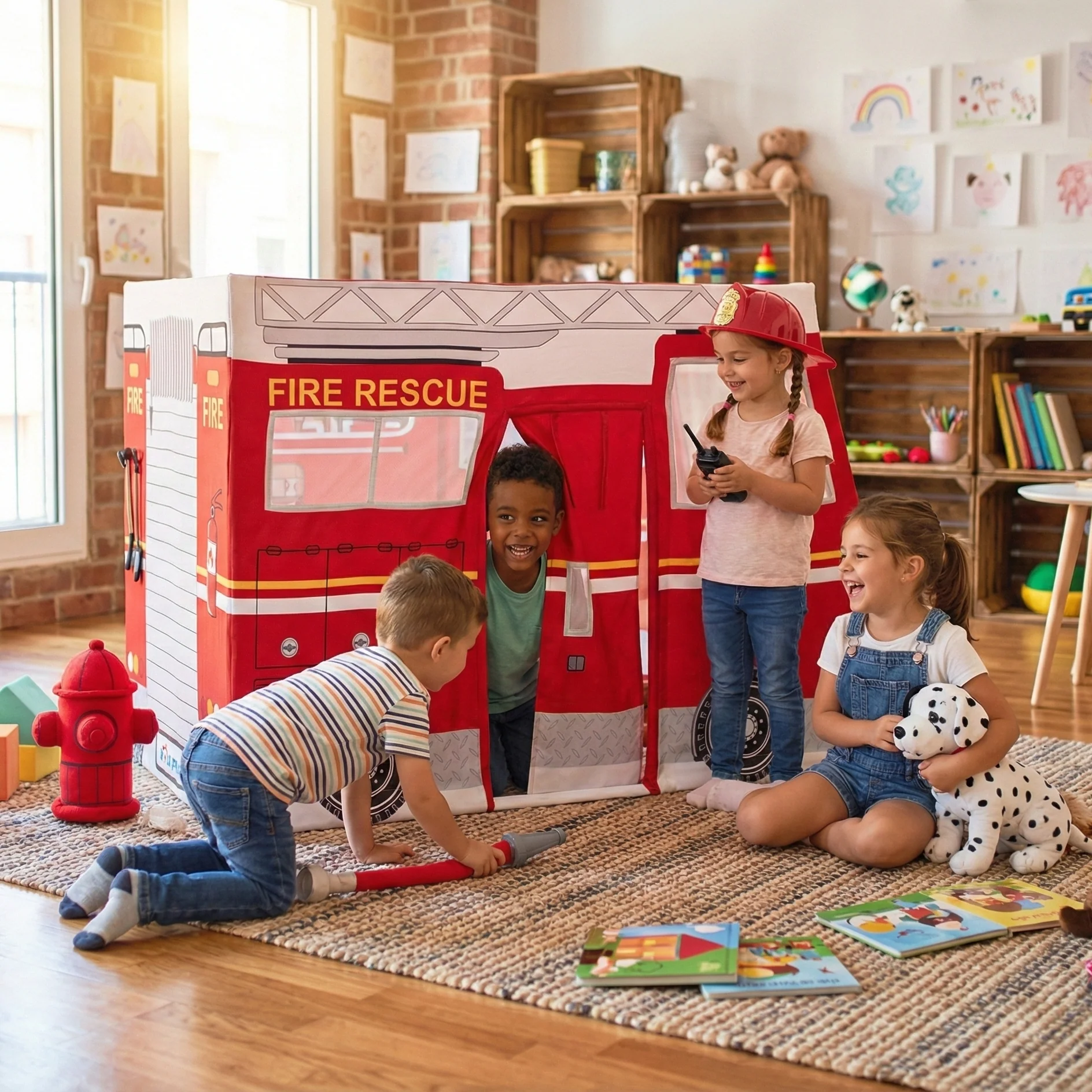 Relaxed Fire Truck Play Tent for Kids Consistent