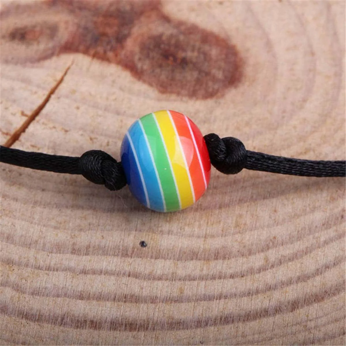 High-End Rainbow Black Adjustable Beaded Anklet Trendy