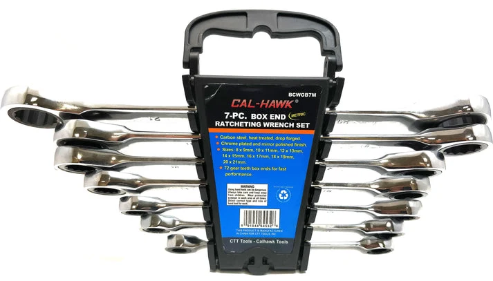 Certified 7 Piece Metric Ratcheting Box End Wrench Socket Set Professional