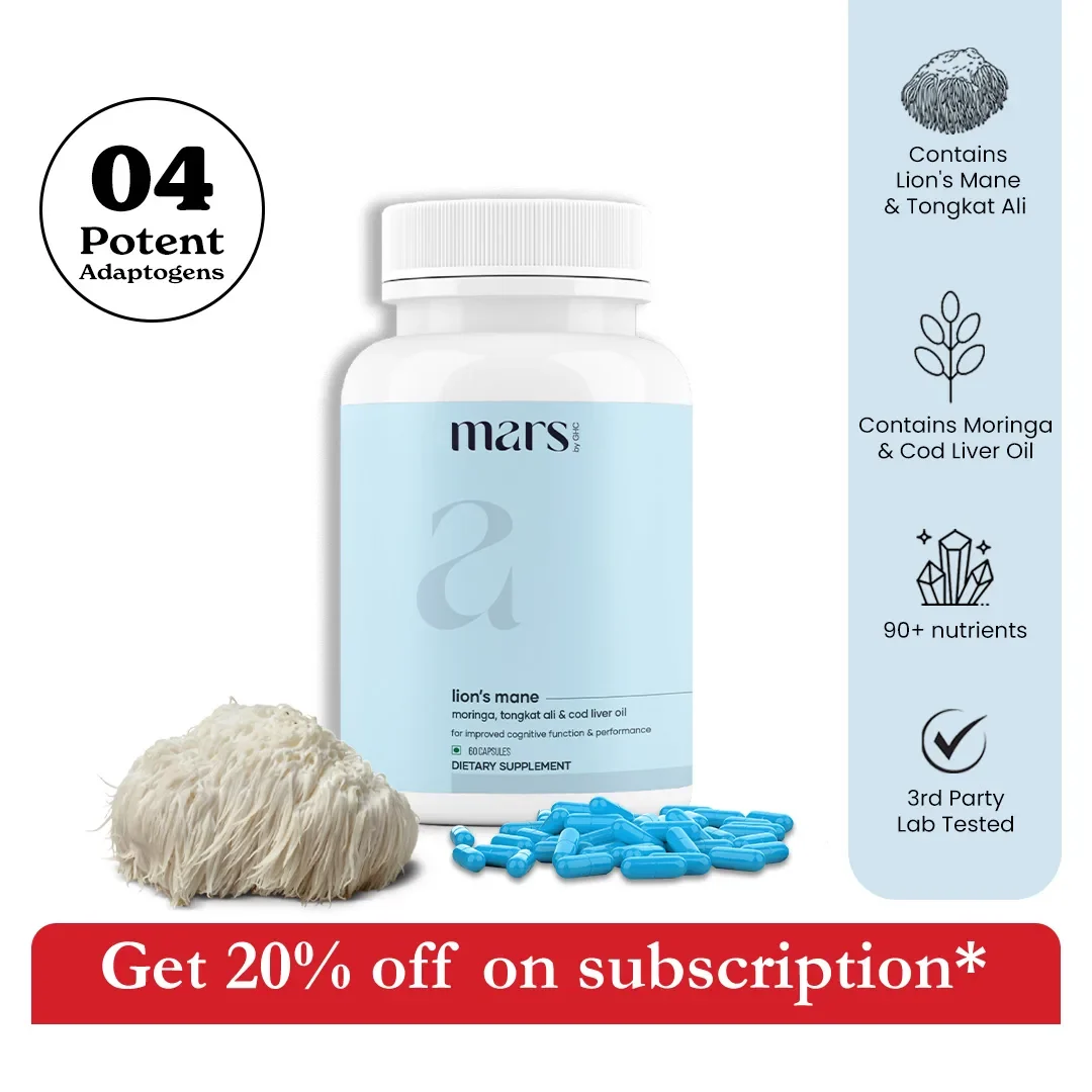 Natural Mars Pure Lion's Mane Caps Kraftvoll mit Moringa Tongkat Ali Cod Liver Oil 60 N Prestigious