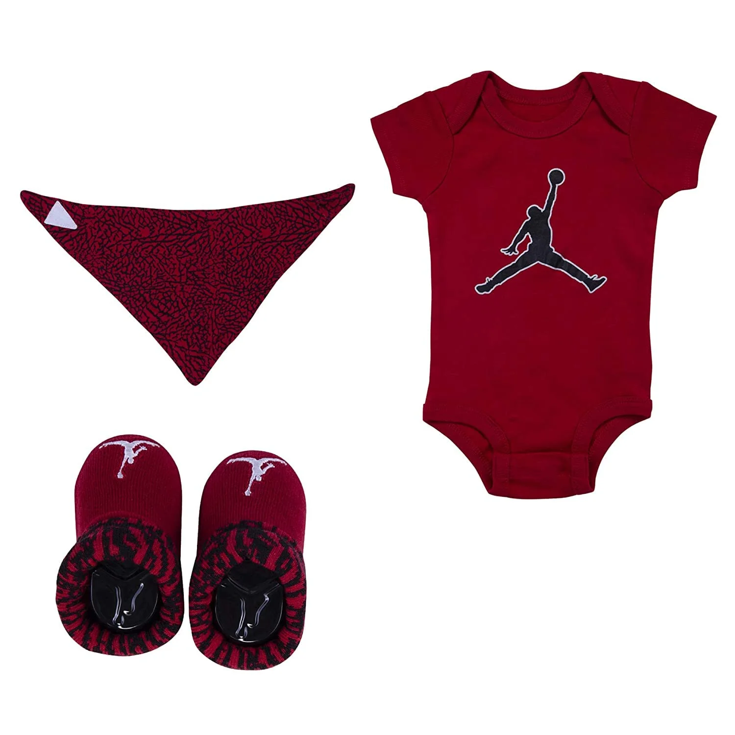 Authentic Air Jordan Baby Bodysuit Bib And Booties 3-Pc Box Set Boots Practical