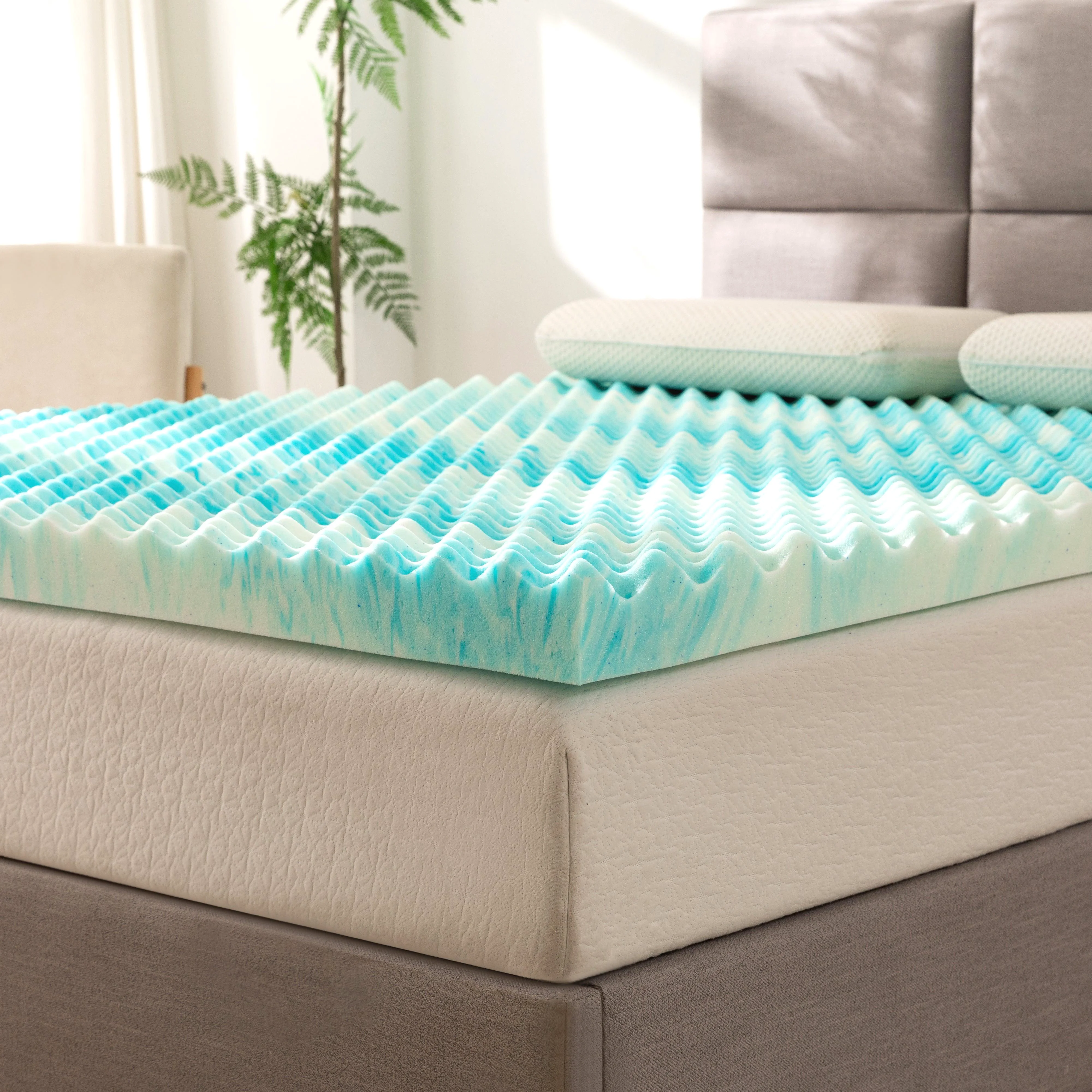 High-Performance Elegant Comfort Memory Foam Cooling Gel-Infused Egg Crate Mattress Topper CertiPUR Innovative