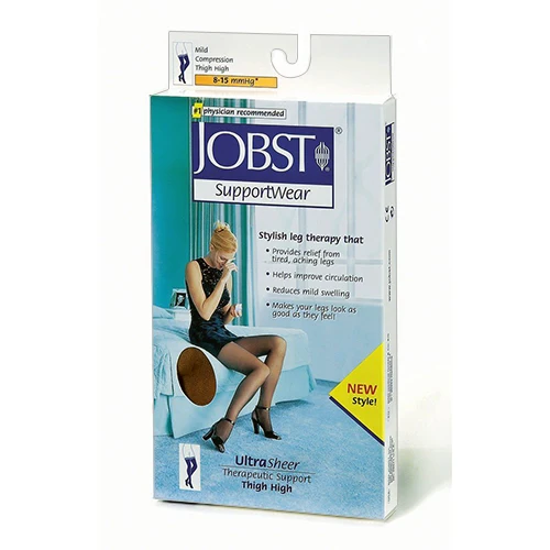 Reliable Jobst Ultrasheer Thigh Highs Stockings 8-15 Mmhg Compression Sun Bronze Size Large - 1 Each Modern