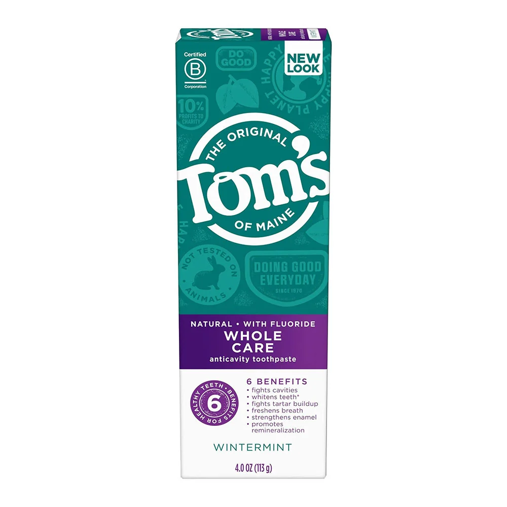 Artisan Toms of Maine Whole Care Fluoride Natural Toothpaste Wintermint 4 Oz Detailed