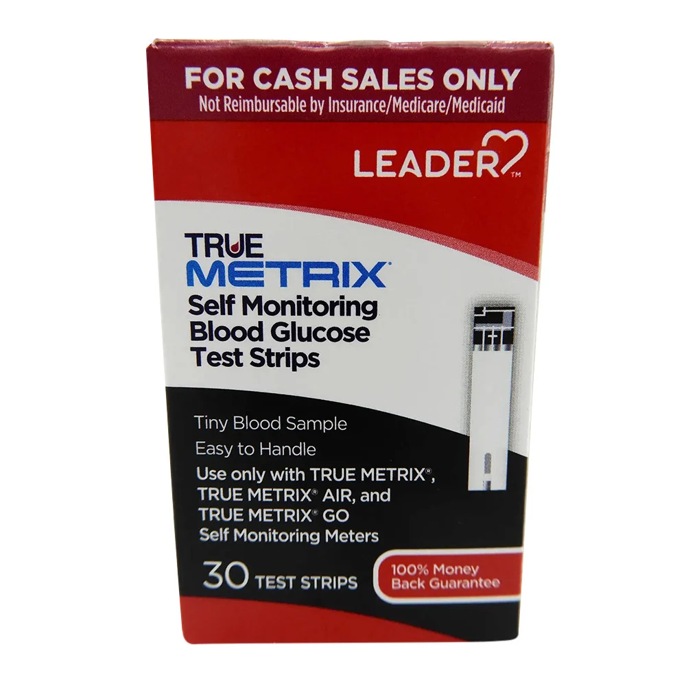 Easy-to-Use Leader True Metrix Self Monitoring Blood Glucose Test Strips 30 Ea Fast
